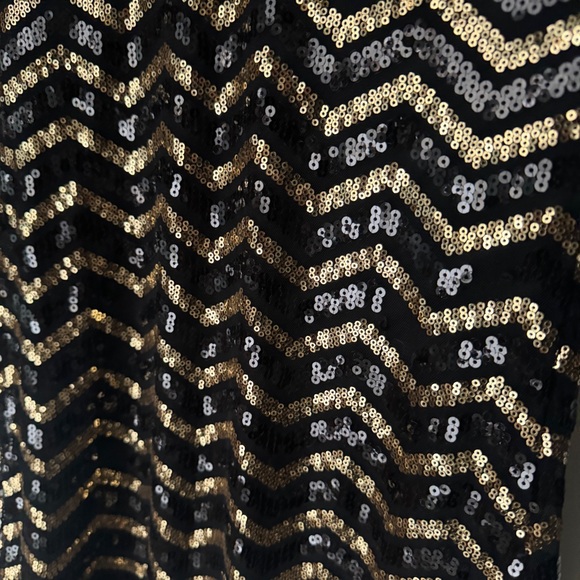 H&M Express Long Sleeve Sequined B&W Chevron Dress - 4 - Picture 4 of 5